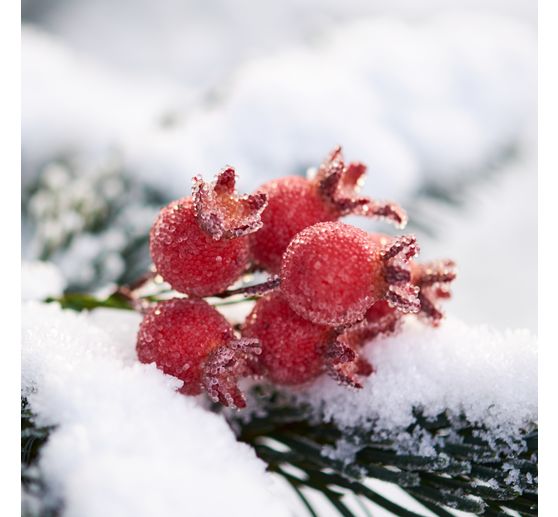 VBS Decorative berries with wire "Frosted", 200 pieces