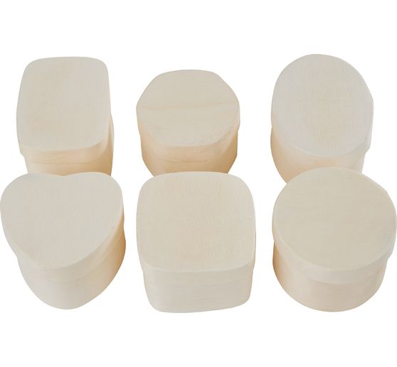 VBS Wooden chip box "Shapes", set of 6