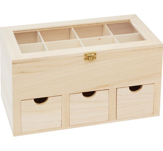 VBS Tea box with 3 drawers and viewing window