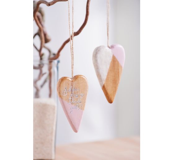 VBS Wooden decoration pendant "Heart", 2 pieces
