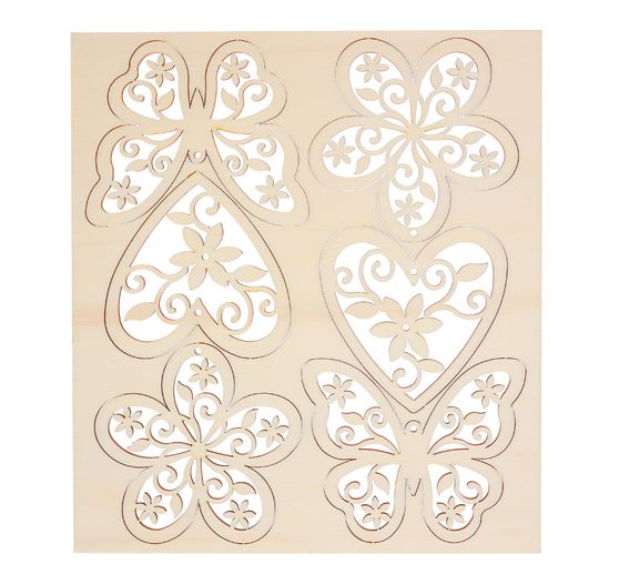 Dekorativní přívěsky VBS "Květiny, srdce a motýli"