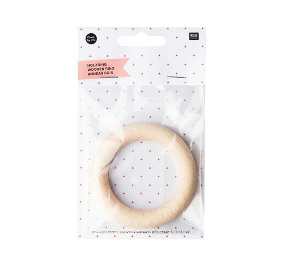 Rico Design wooden ring for rattle, Nature