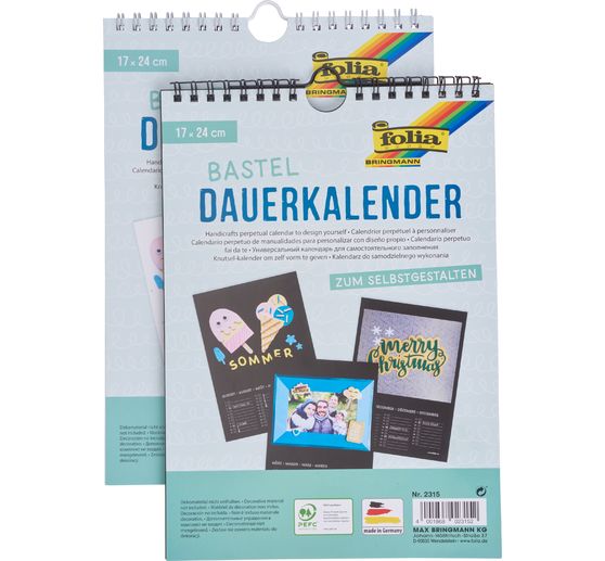 Handicraft permanent calendar, 17 x 24 cm