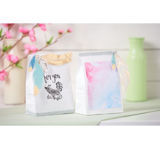 Papírové sáčky, blokové dno, bílé