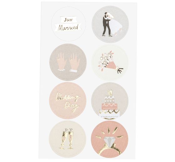 Svatební" nálepka se zlatou fólií