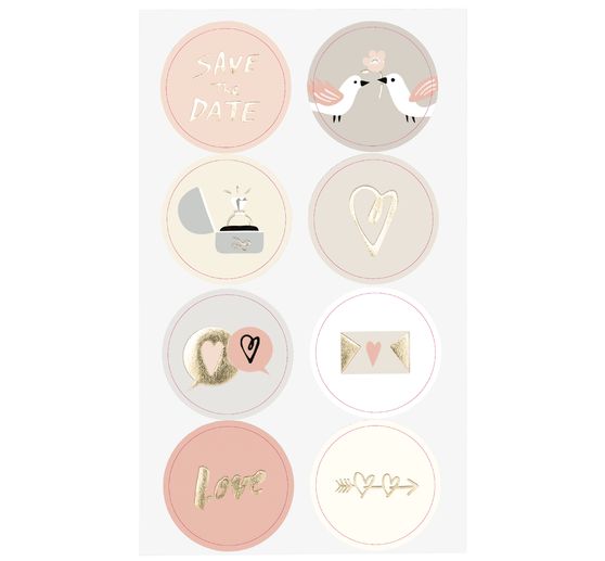 Svatební" nálepka se zlatou fólií