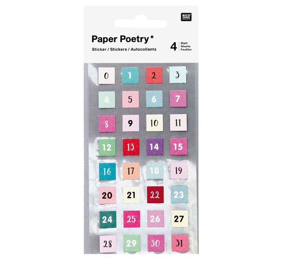 Sticker "Numbers 0-31", 4 sheets