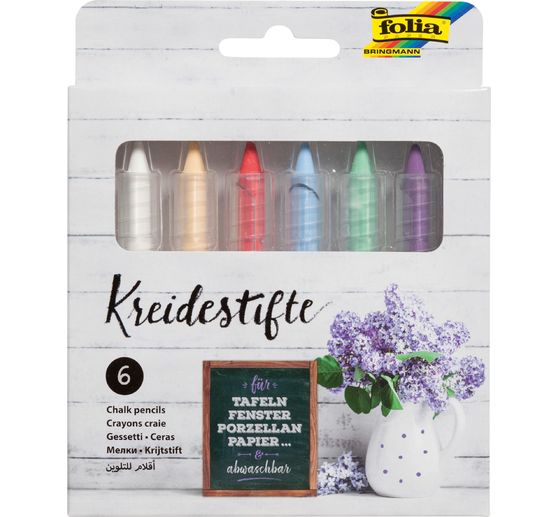 Chalk pencils, assorted colours