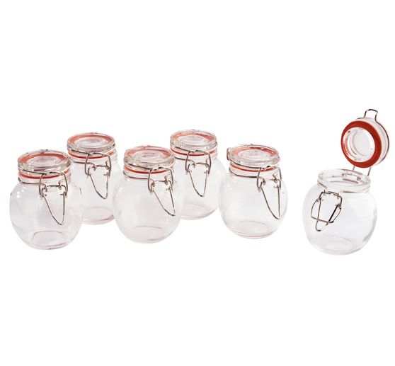 VBS Mini jar with clip closure, bulbous, 6 pieces