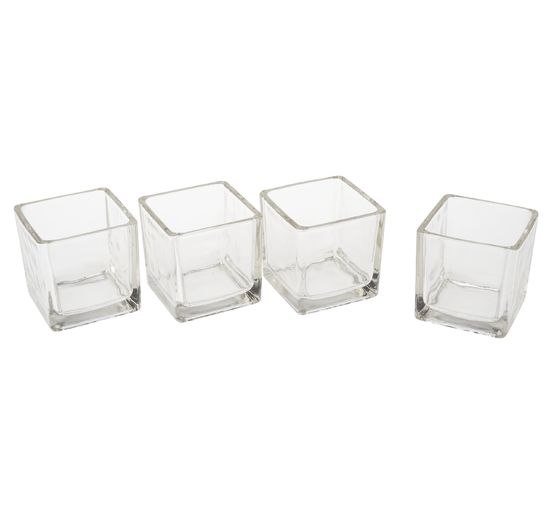 VBS Tealight jars "Cube", 4 pieces