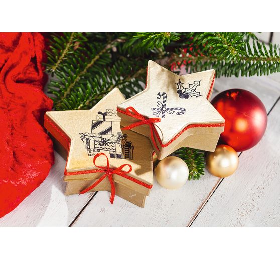 Star boxes, set of 2, Pappmachè