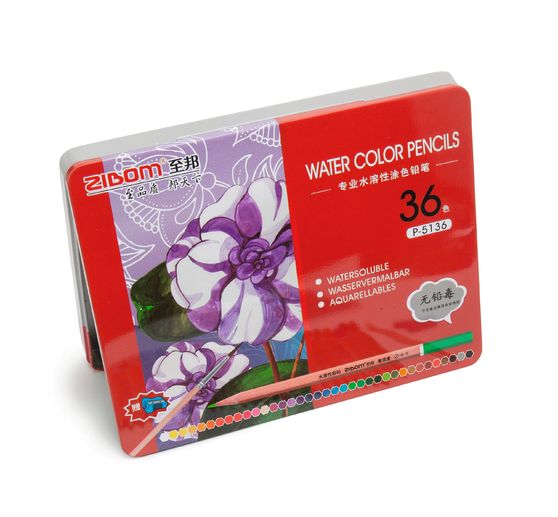 VBS Watercolour pencils, 36 colours, in metal box