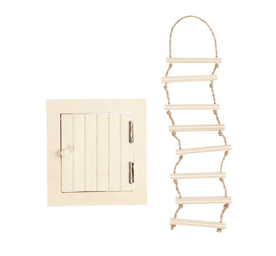 Miniaturní střešní poklop a provazový žebřík