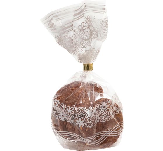 Celofánové sáčky s bílým krajkovým potiskem, 10 kusů