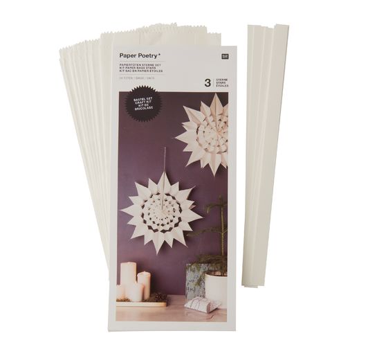 Paper bags star set, large, white