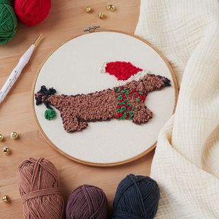 Punch Needle Christmas dachshund