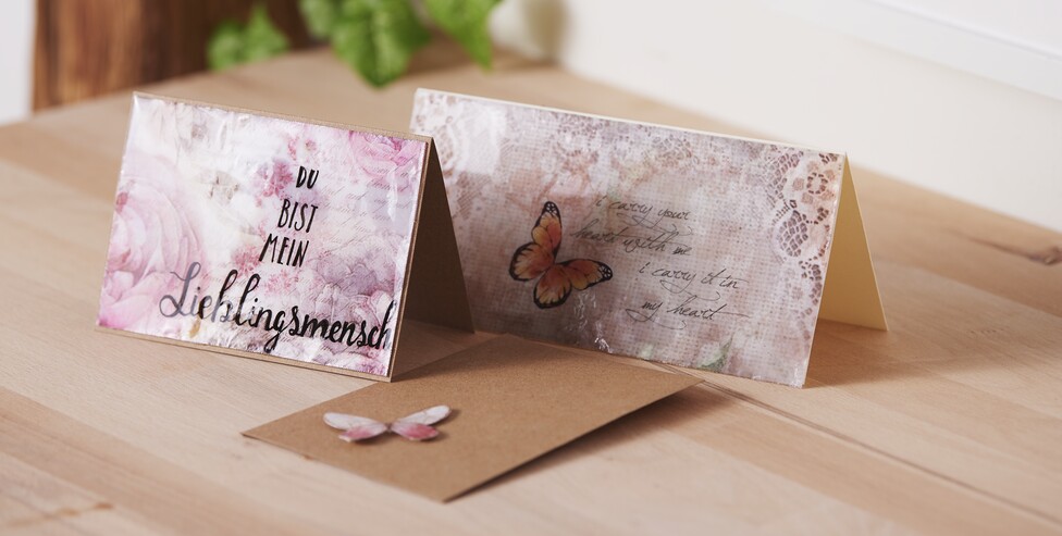 Karten mit Überzugslack